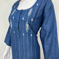 Breathable Denim Look Nighty with 3/4th Sleeves