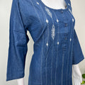 Breathable Denim Look Nighty with 3/4th Sleeves
