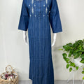 Breathable Denim Look Nighty with 3/4th Sleeves