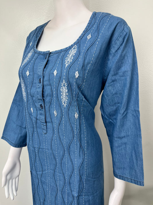 Denim Nightgown for Women with 3/4th Sleeves