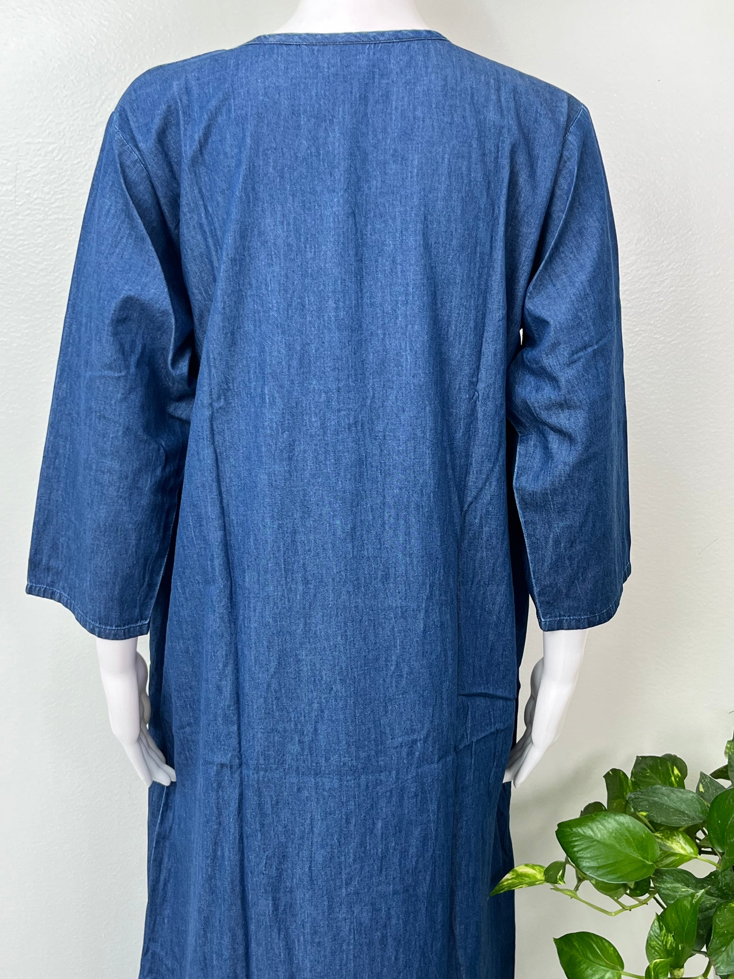 Breathable Denim Look Nighty with 3/4th Sleeves