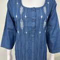 Breathable Denim Look Nighty with 3/4th Sleeves