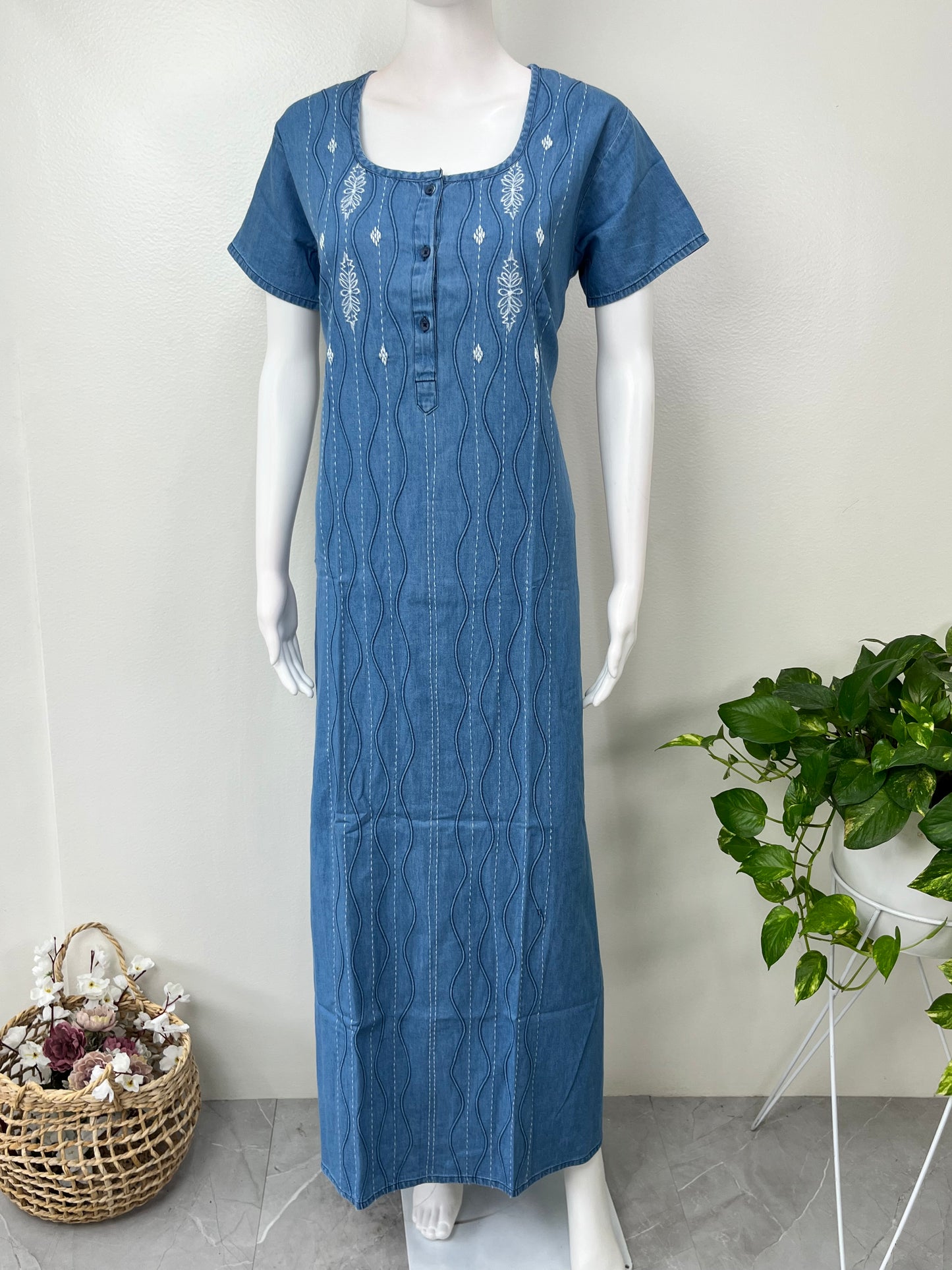 Breathable Denim Look Nightgown