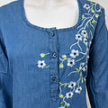 Blue Soft & Stylish Embroidery Denim Fabric Nightgown