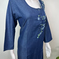 Denim Graceful Embroidered Nighty