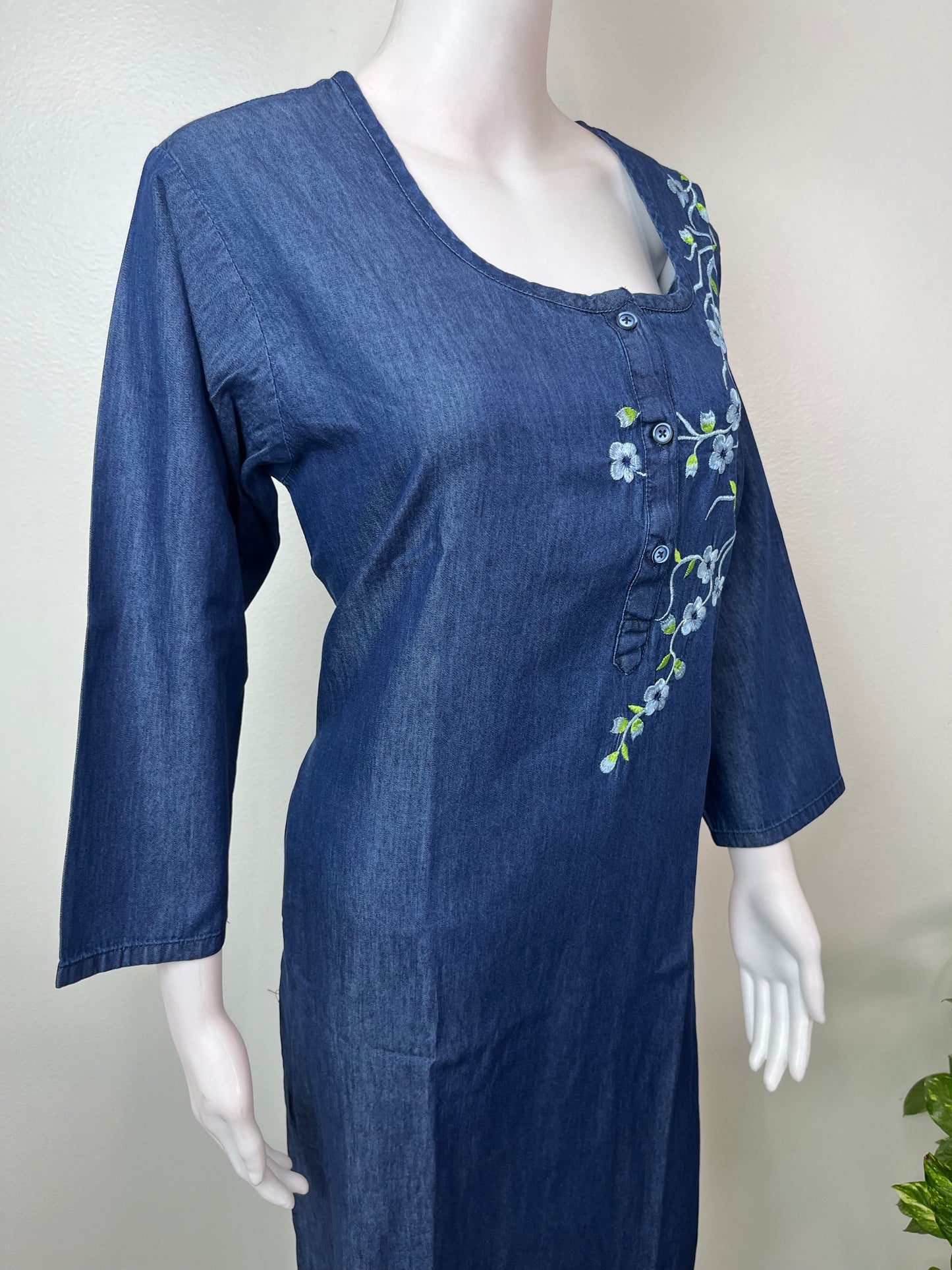 Denim Graceful Embroidered Nighty