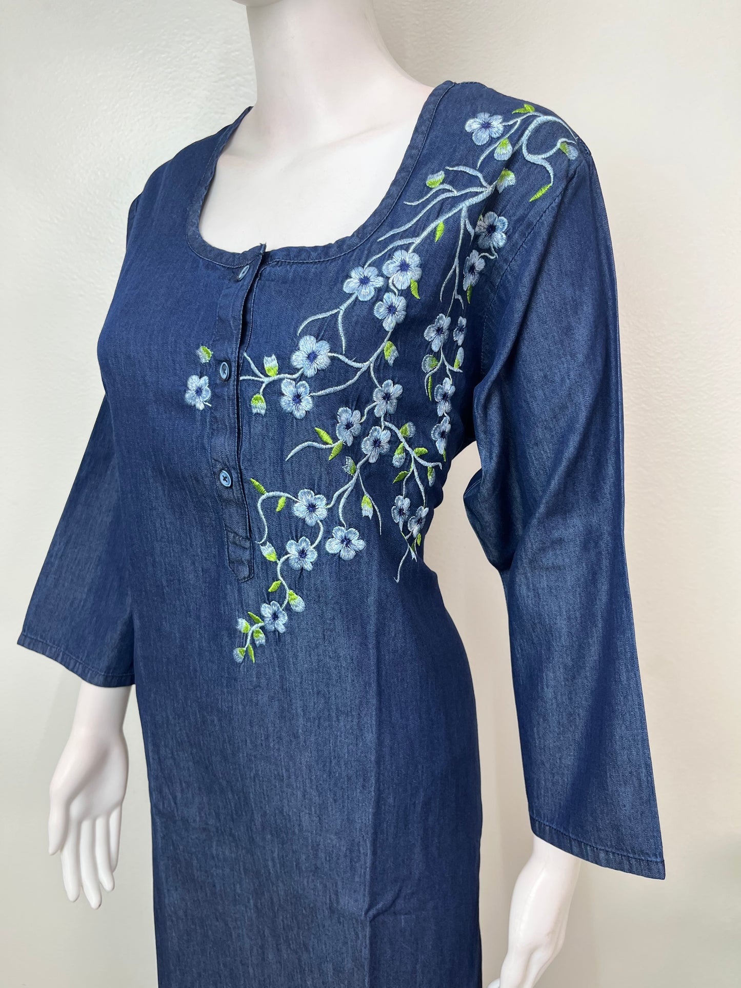 Denim Graceful Embroidered Nighty