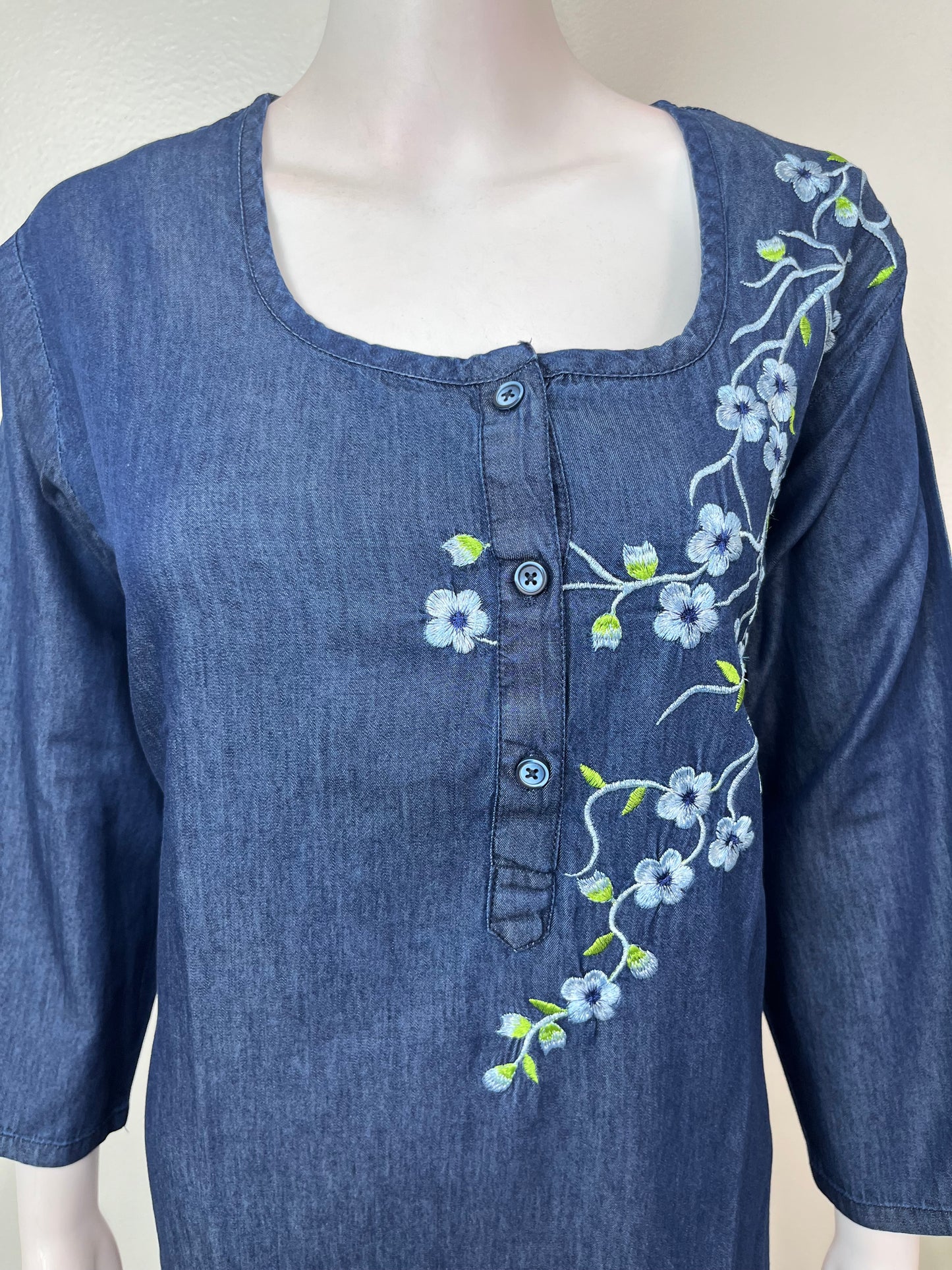 Denim Graceful Embroidered Nighty