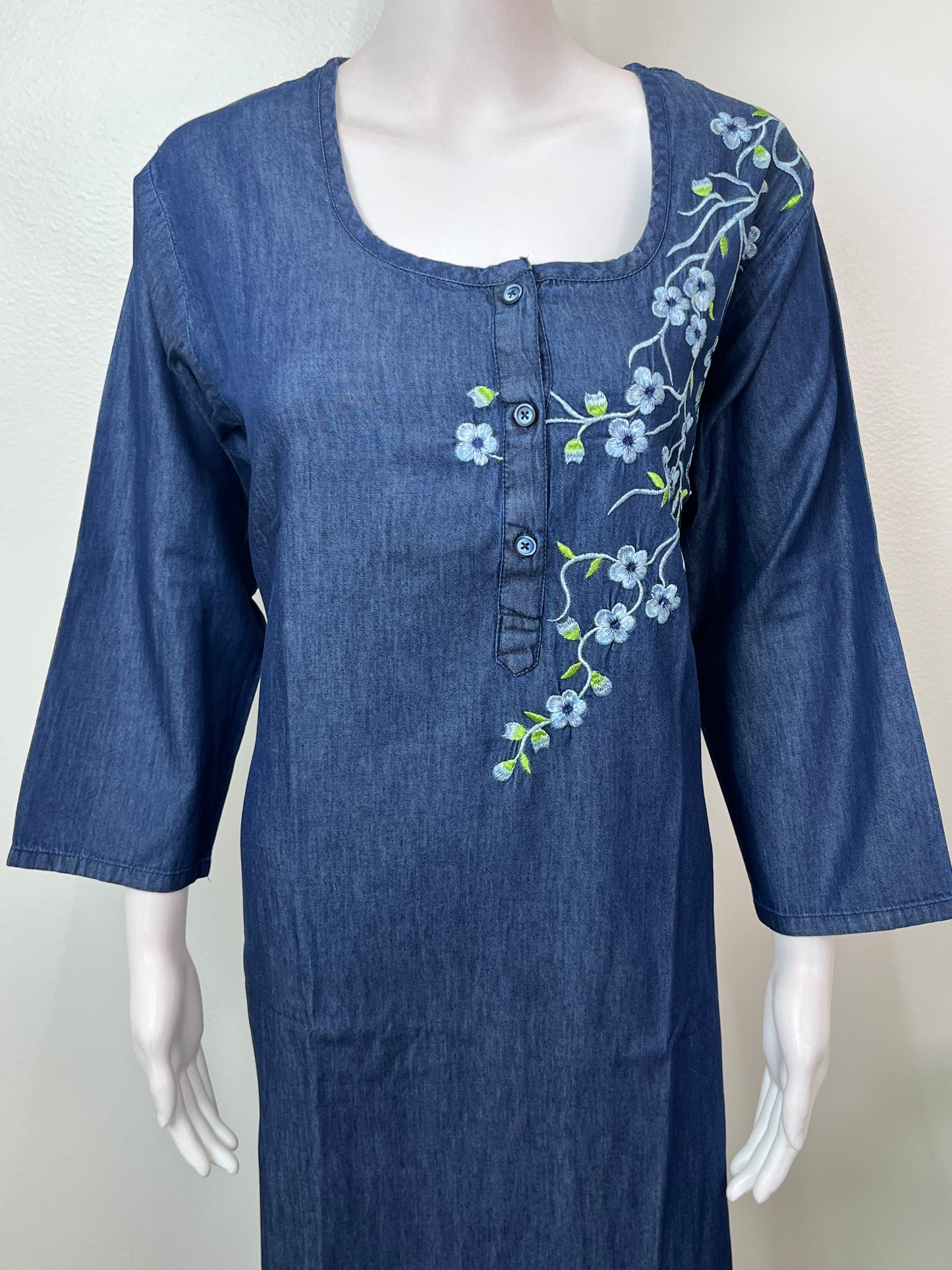 Denim Graceful Embroidered Nighty