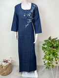 Denim Graceful Embroidered Nighty