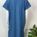 Denim Blue Elegant Embroidered Nightgown