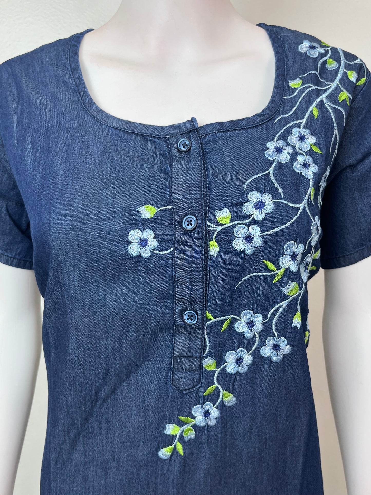 Navy Blue Classic Denim Nightgown for Women