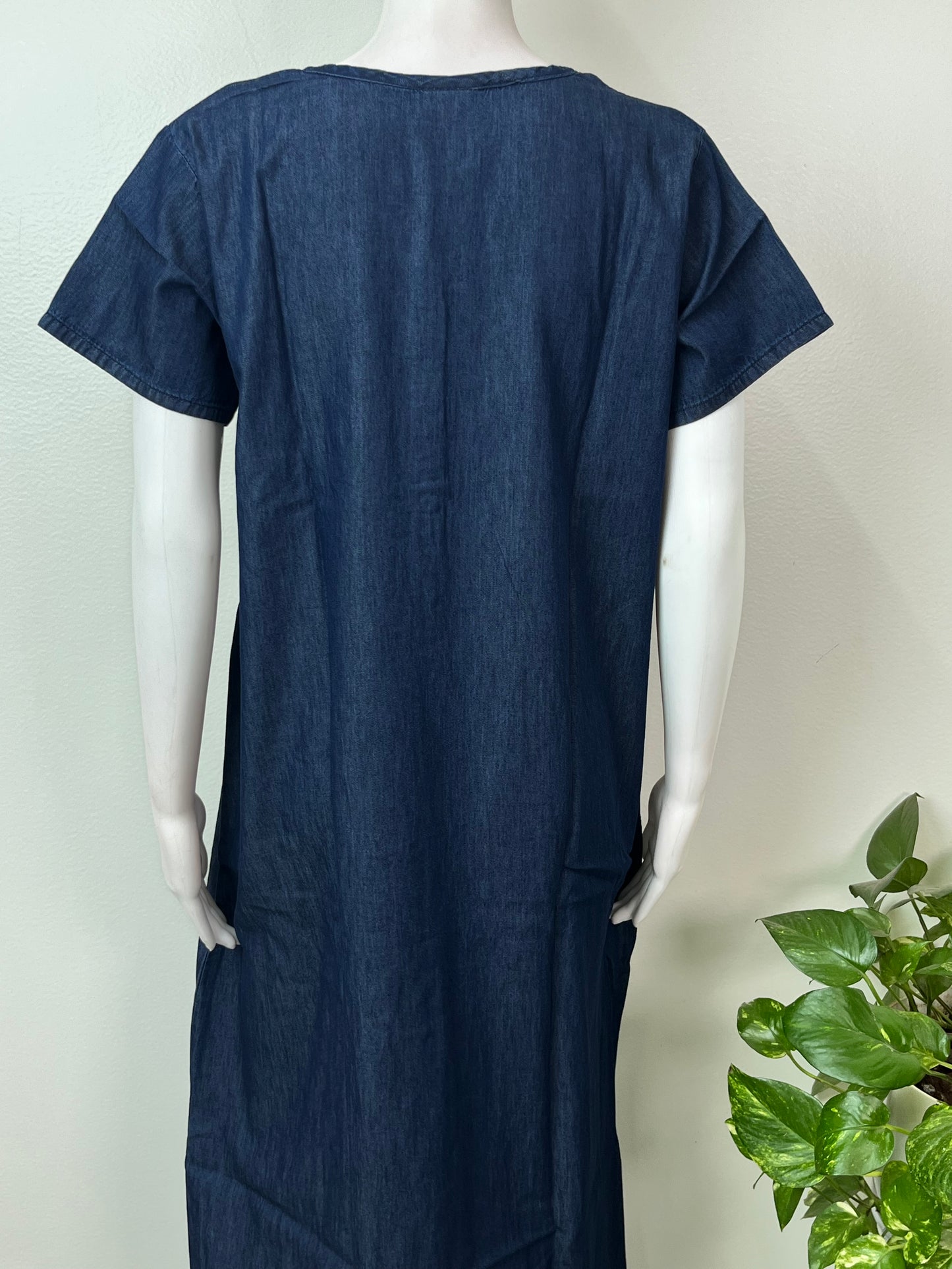 Navy Blue Classic Denim Nightgown for Women