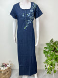 Navy Blue Classic Denim Nightgown for Women