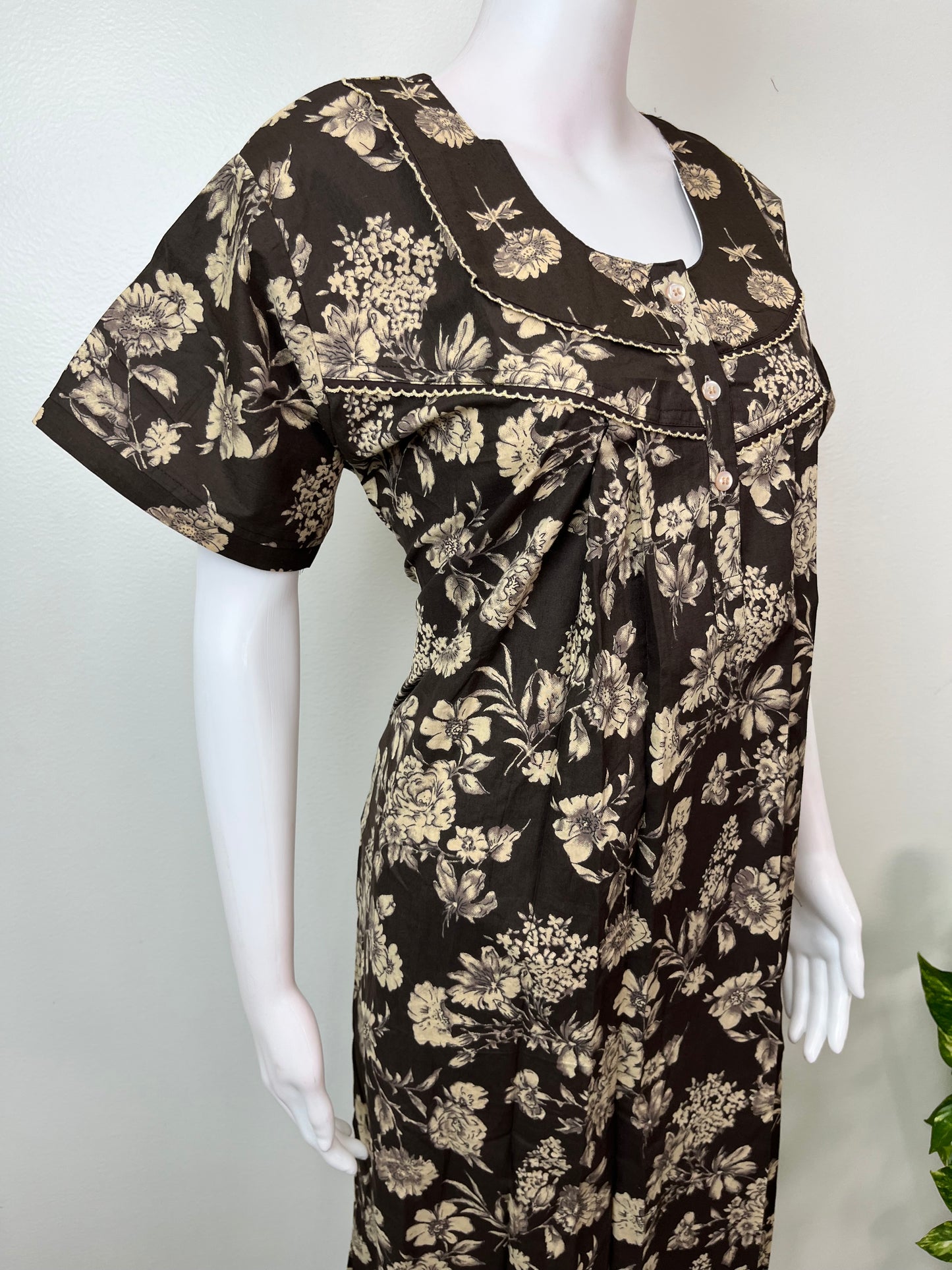Floral Printed Pure Cotton Nightgown