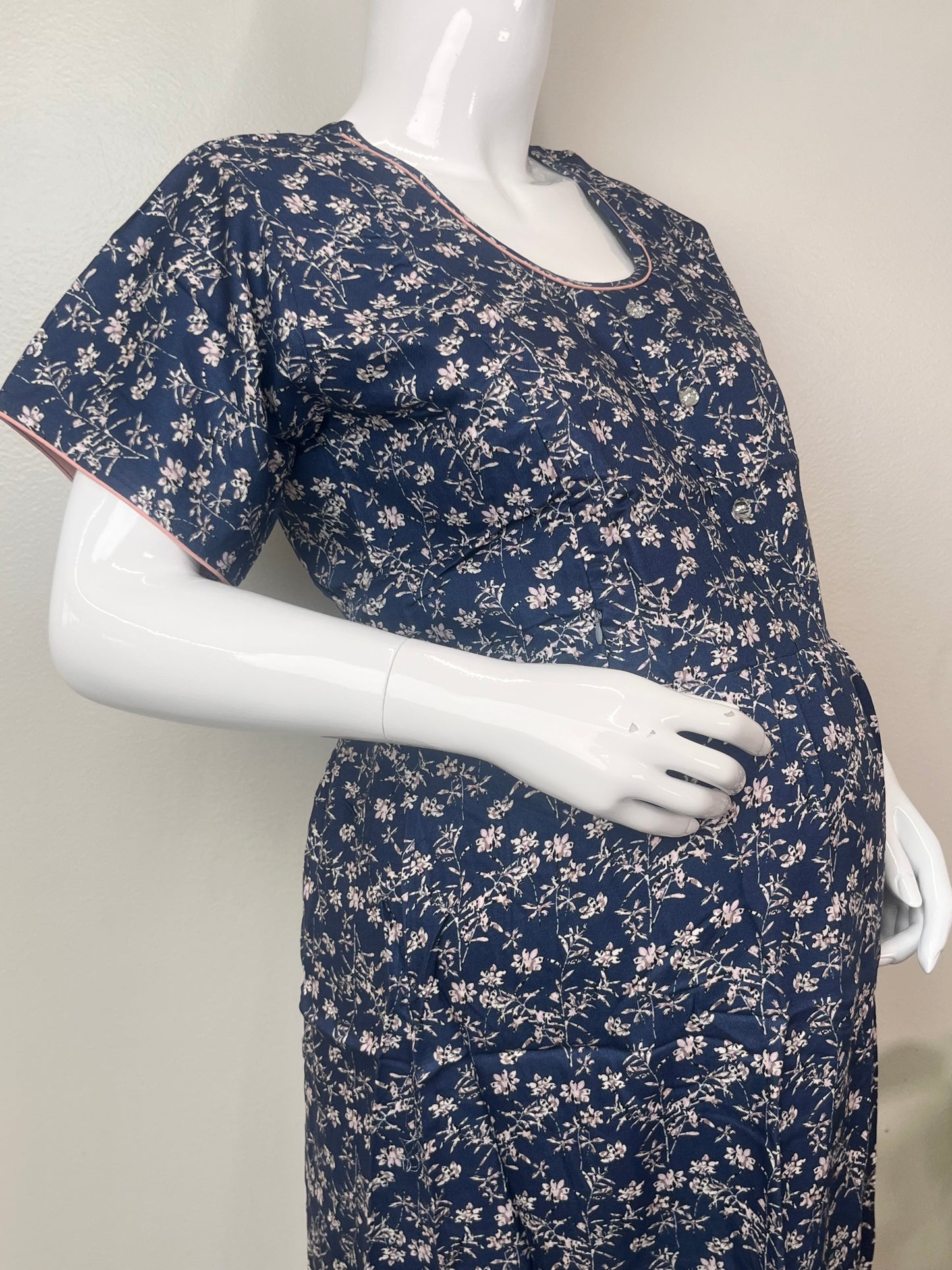 Relaxed Fit Blue Maternity Gown for Women