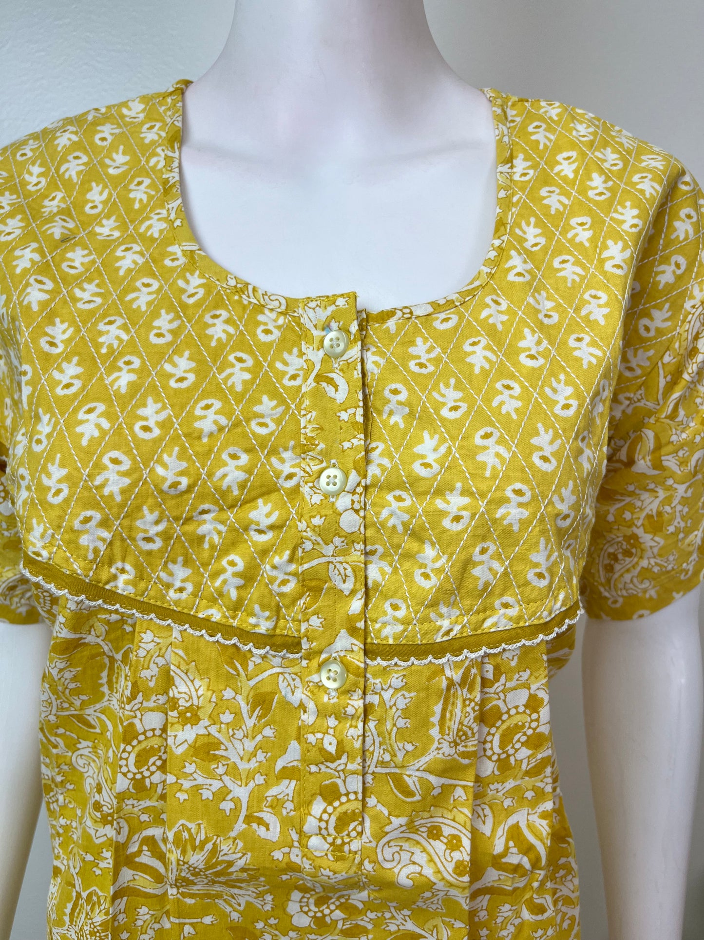 Yellow Pure Cotton Nightgown Soft & Breathable