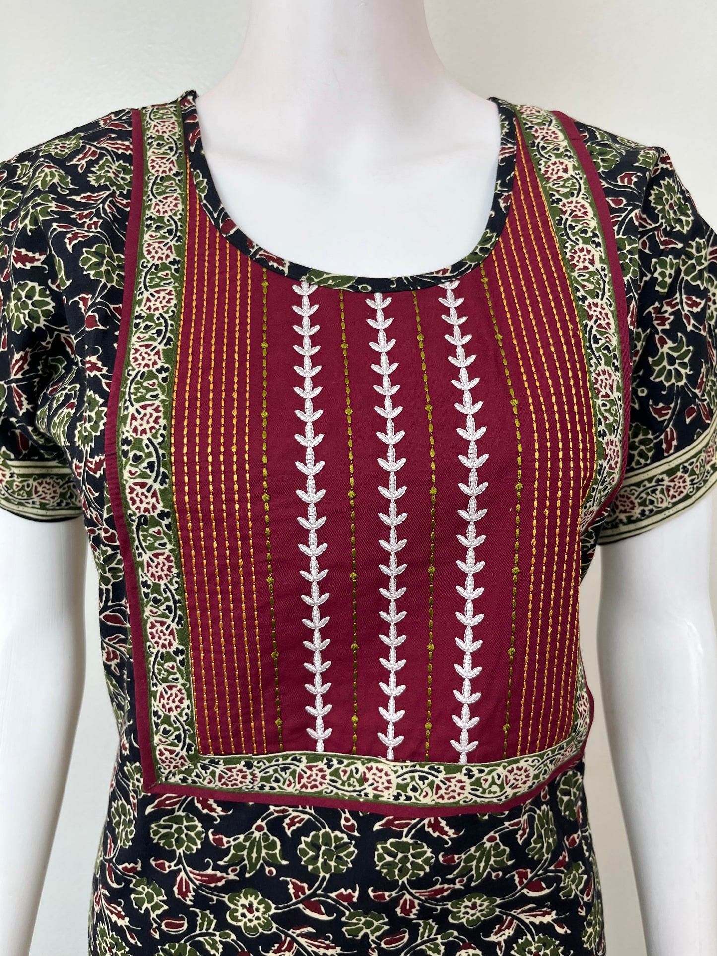 Black Pure Cotton Embroidered Nighty for Women