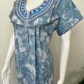 Sky Blue Elegant Embroidered Bizzylizzy Crush Fabric Nighty