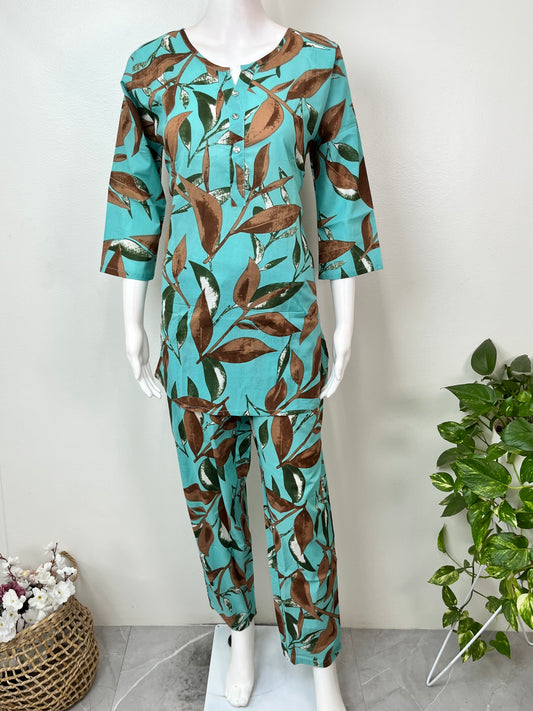 Turquoise Pure Cotton Night Duit