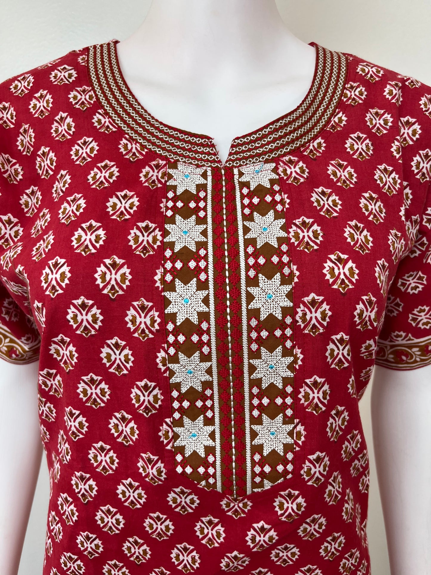 Red 100% Cotton Women’s Nightgown