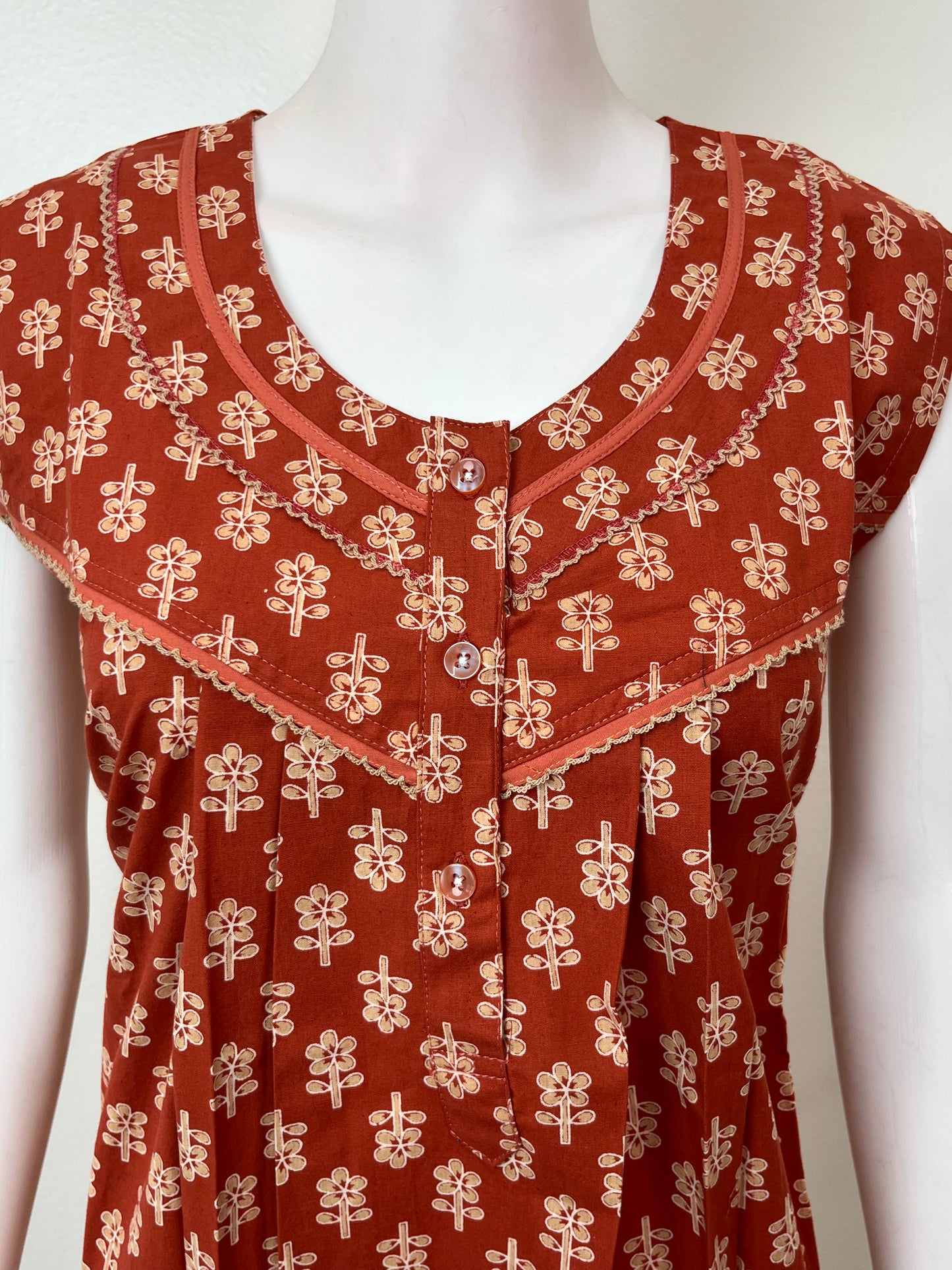 Orange Soft & Breathable Pure Cotton Nightgown