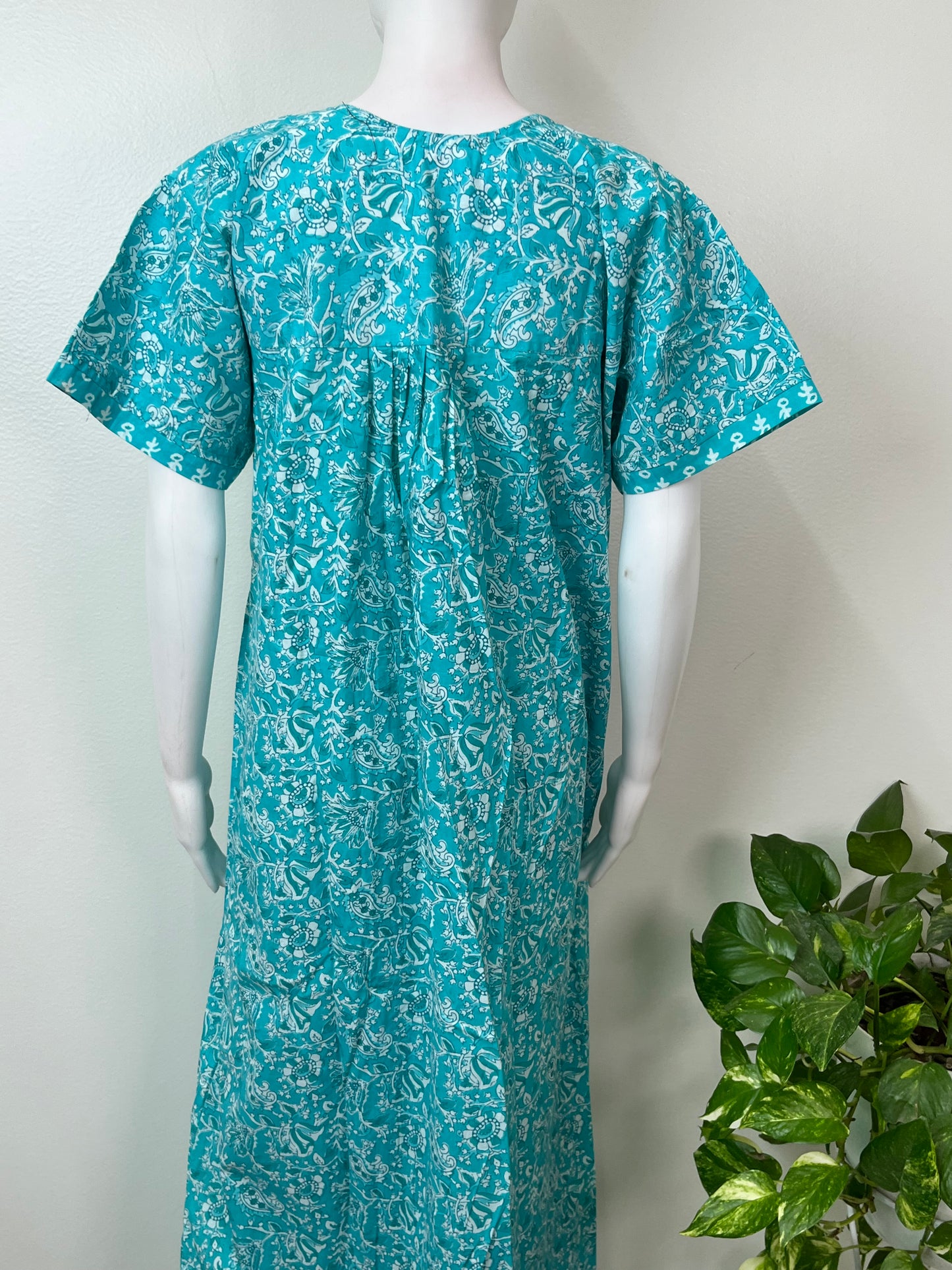 Aqua Blue Elegant & Breathable Pure Cotton Nighty