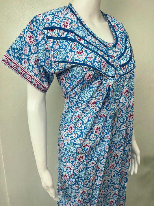 Sky Blue Pure Cotton Nighty Soft & Breathable