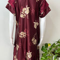 Maroon Glossy Satin Fabric Nighty