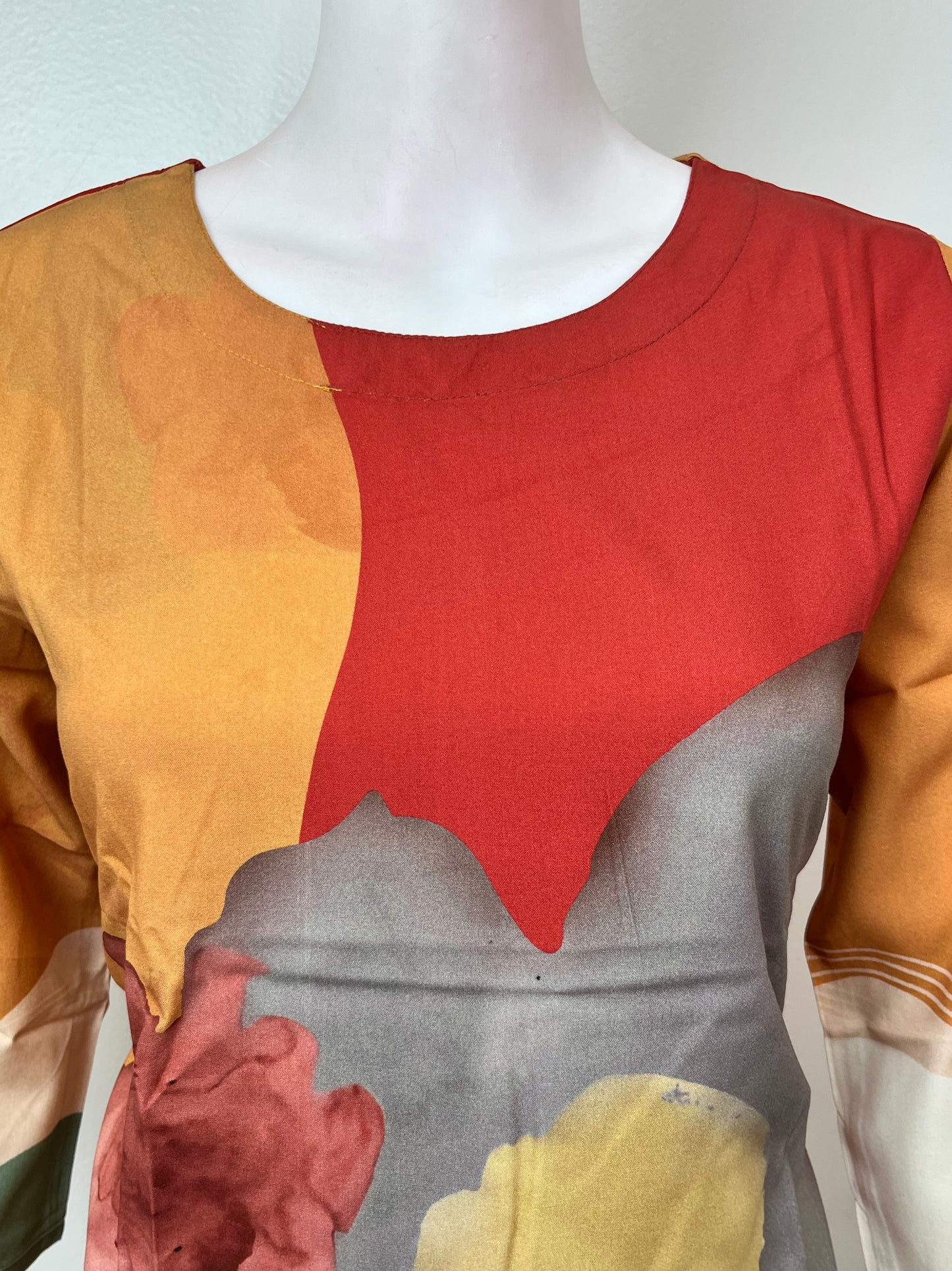 Orange & Red Rayon Night Suit