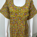 Mustard Kalamkari Printed Cotton Nightgown