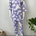 Lavender Emrbroidered Pure Cotton Nightwear-Co-ord Style
