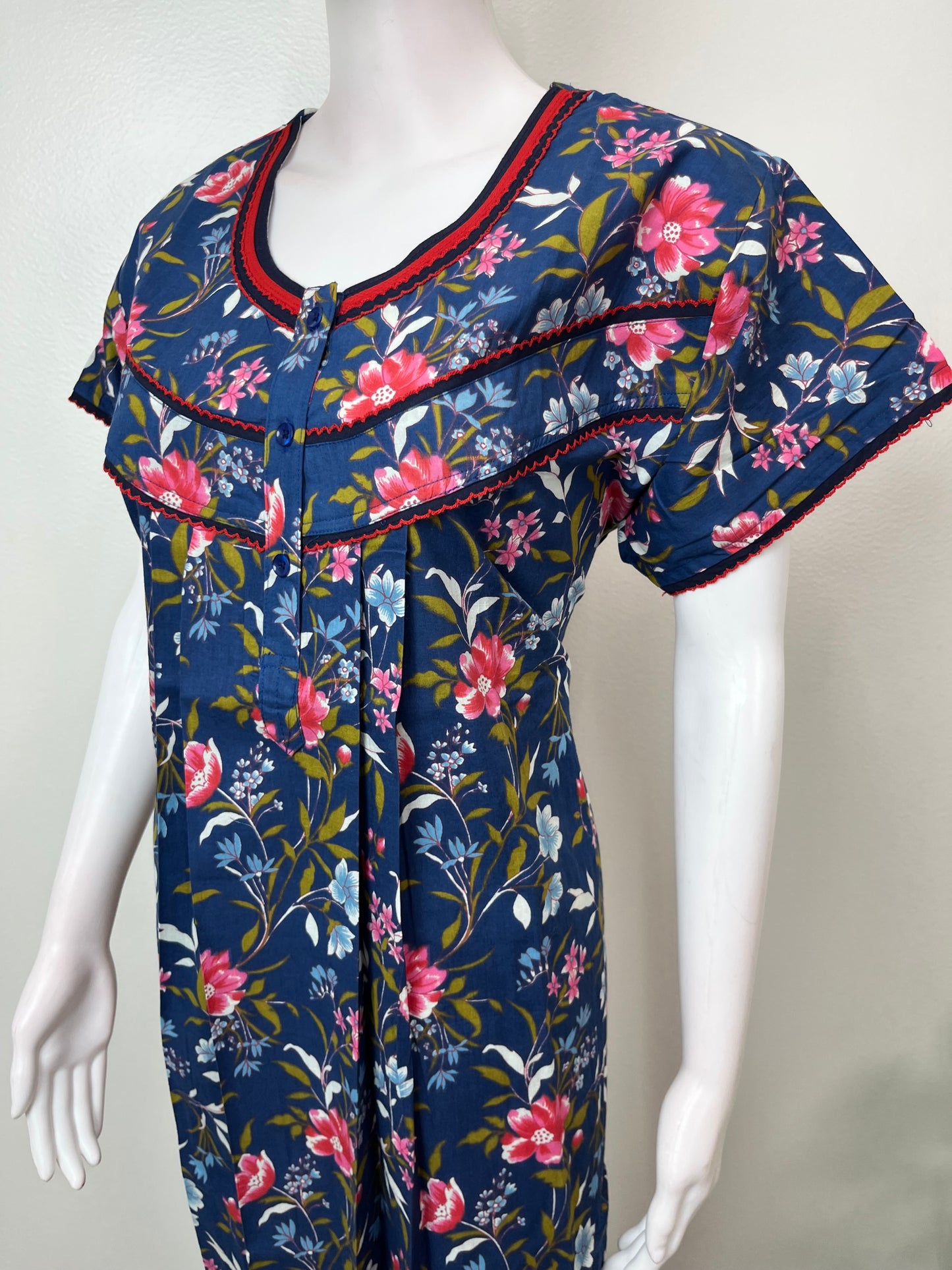 Blue 100% Cotton Nighty Elegant & Breathable