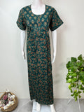 Bottle Green Pure Cotton Nightgown Soft & Comfortable
