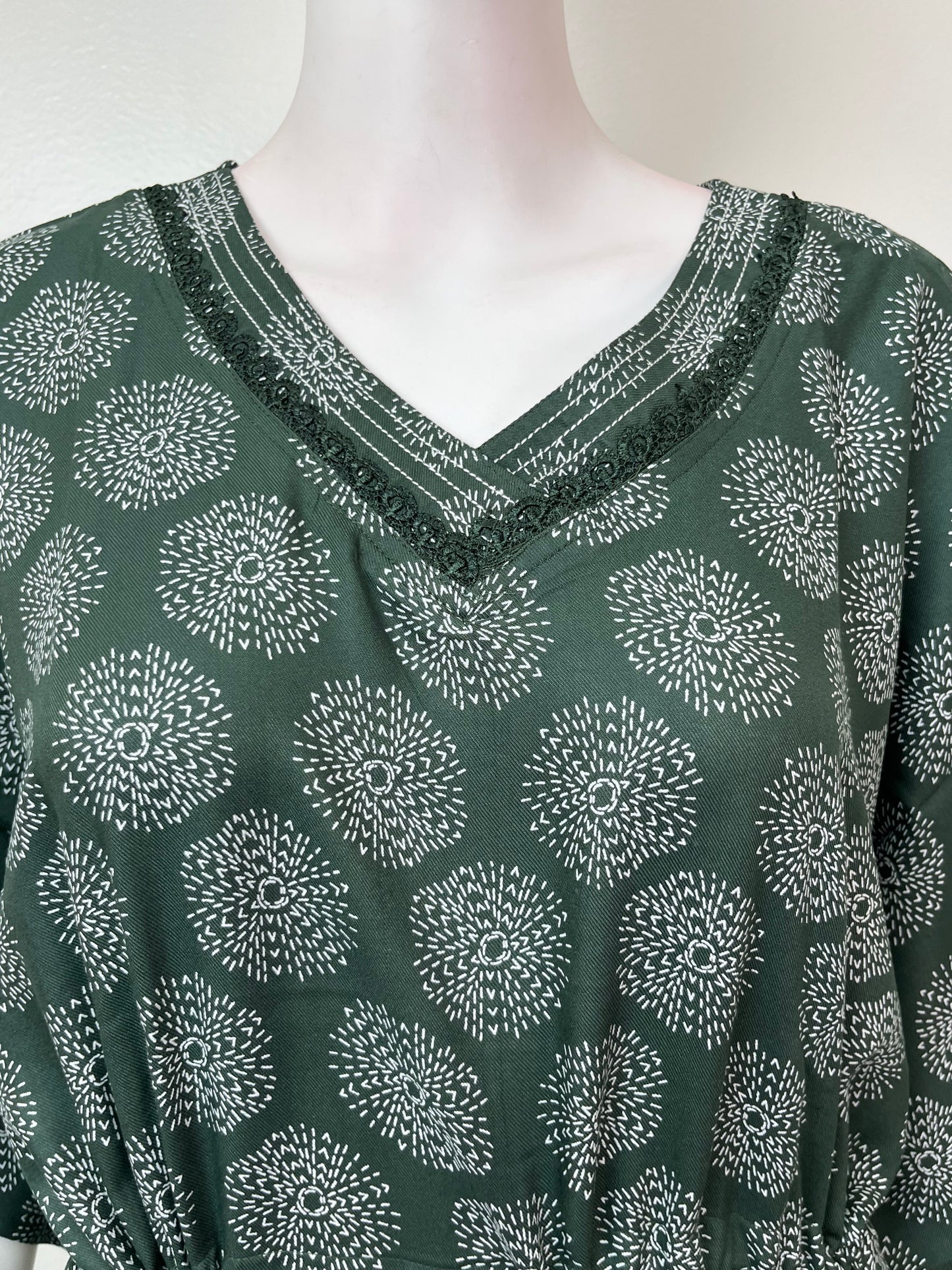 Green Rayon Fabric Kaftan Elegant & Classy