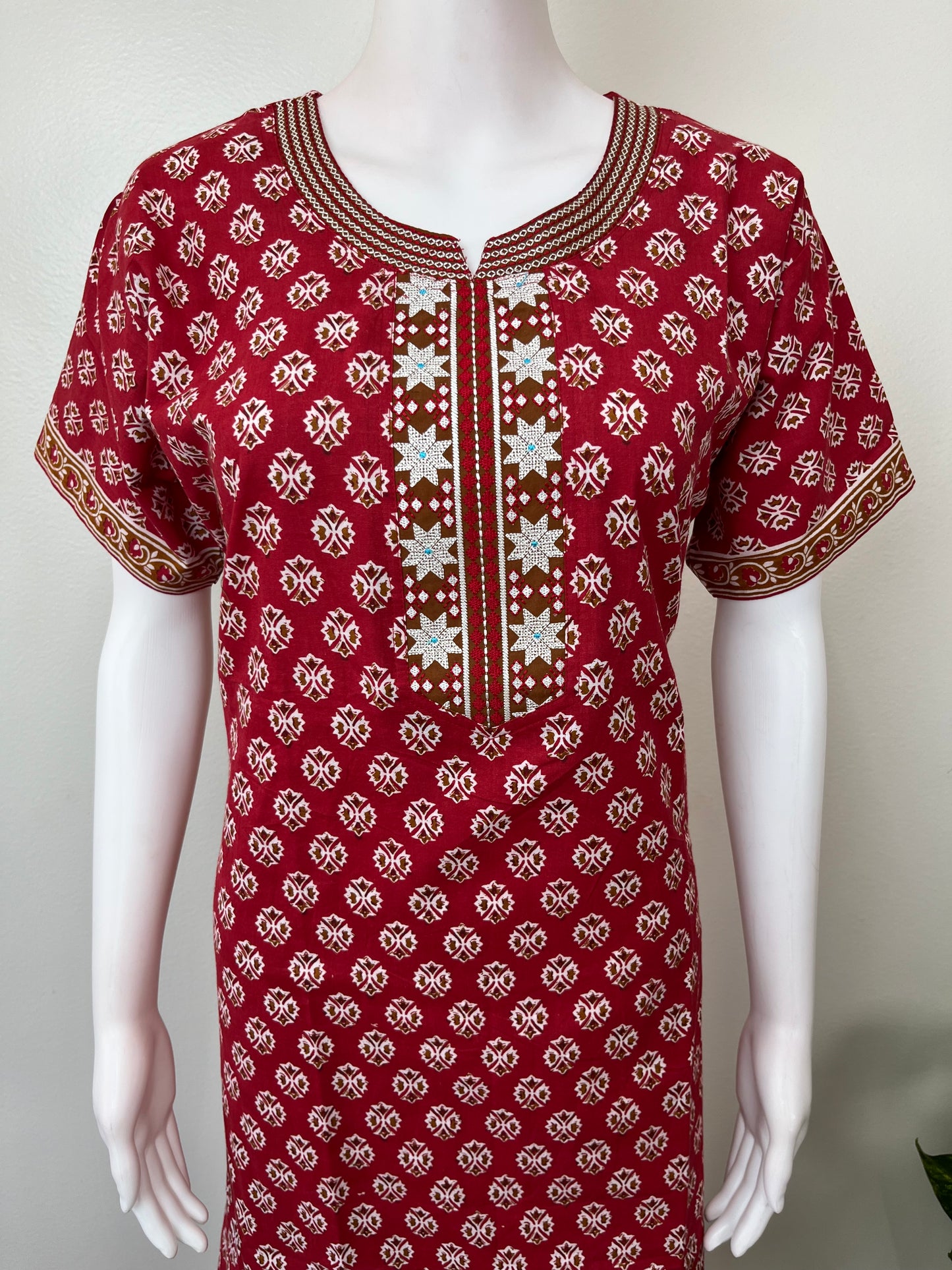 Red 100% Cotton Women’s Nightgown