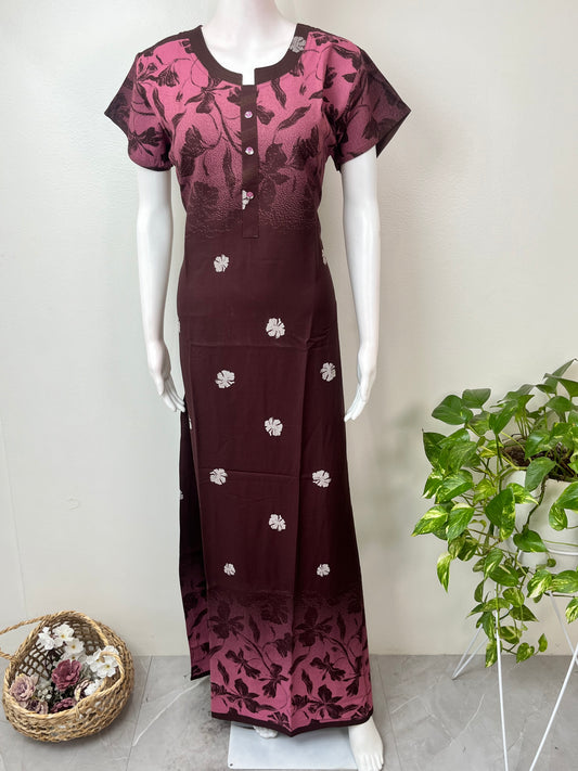 Magenta Shaded Design Rayon Fabric Nightgown