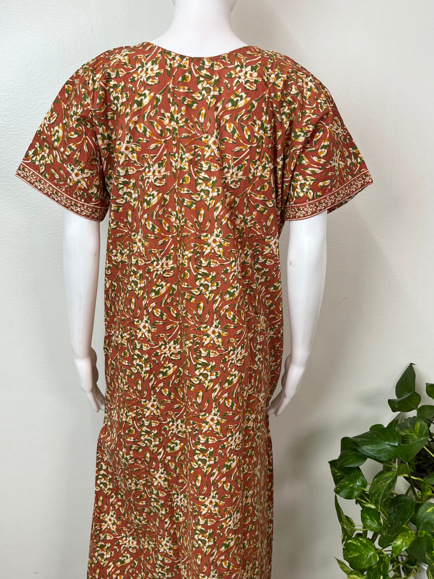 Maroon Printed 100% Cotton Nightgown