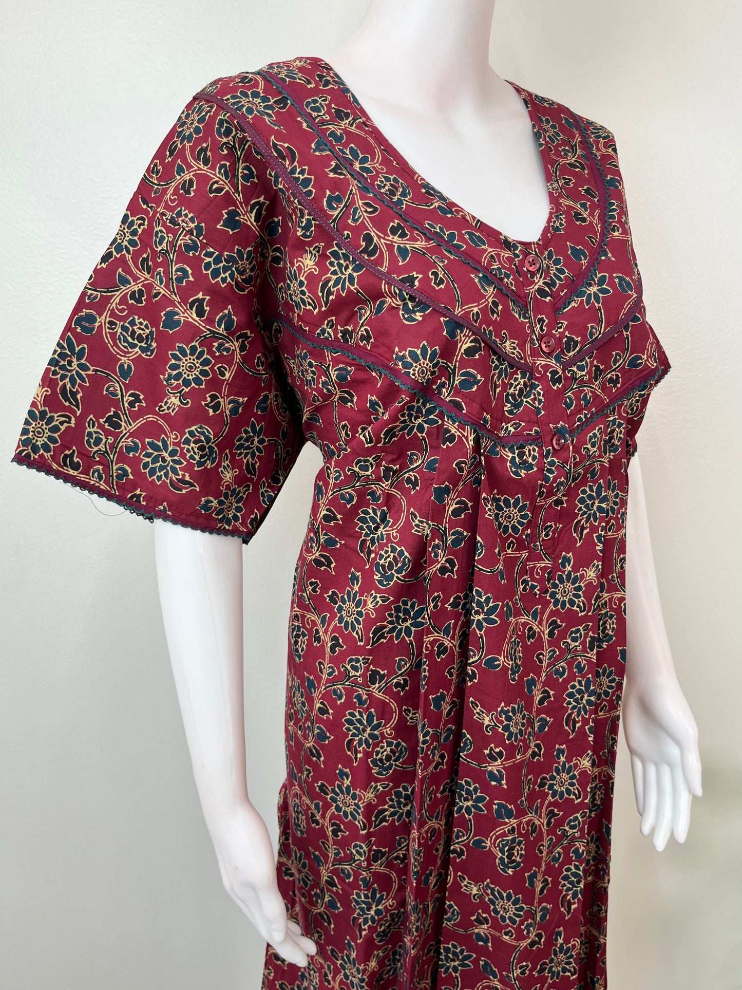 Maroon 100% Cotton Women’s Nightgown