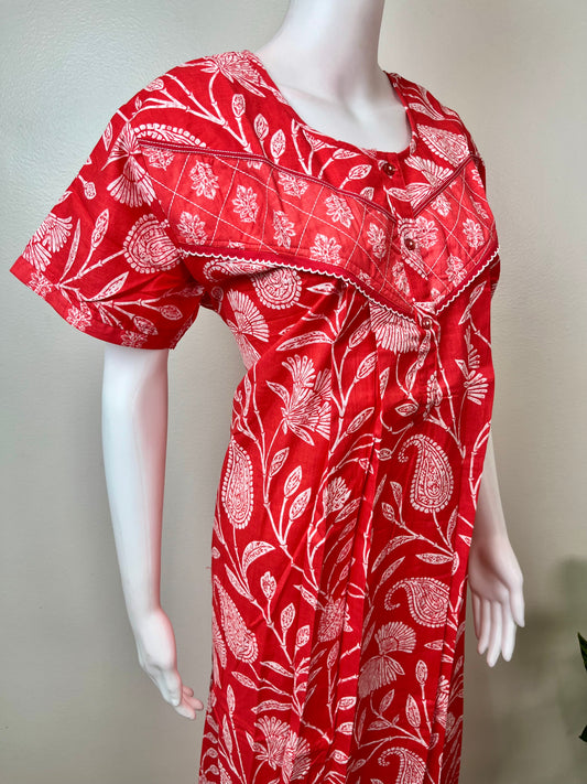 Floral Printed Pure Cotton Nightgown