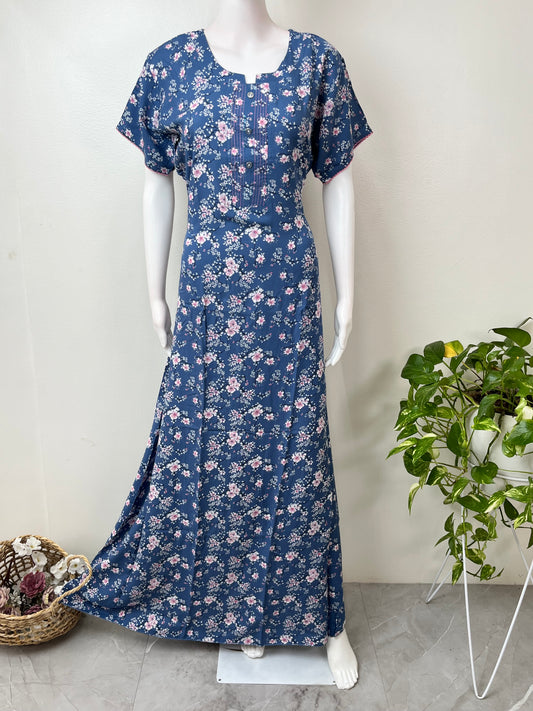 Blue Umbrella Style Rayon Fabric Nighty