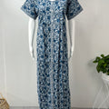 Indigo Front Open Printed Pure Cotton Nightgown Soft & Comfortable