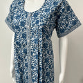 Indigo Front Open Printed Pure Cotton Nightgown Soft & Comfortable