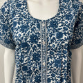 Indigo Front Open Printed Pure Cotton Nightgown Soft & Comfortable
