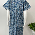 Indigo Front Open Printed Pure Cotton Nightgown Soft & Comfortable