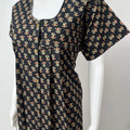 Black Front Open Pure Cotton Nightgown Comfortable & Elegant