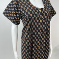 Black Front Open Pure Cotton Nightgown Comfortable & Elegant