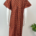 Maroon Front Open Pure Cotton Nightgown Soft & Comfortable