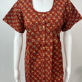 Maroon Front Open Pure Cotton Nightgown Soft & Comfortable