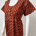 Maroon Front Open Pure Cotton Nightgown Soft & Comfortable